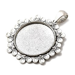 Круглая подвеска в виде кабошона из сплава цветов в тибетском стиле TIBEP-Q055-09AS-RS
