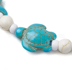 Bracelets coulissants turquoise synthétiques teints tortue et étoile de mer&nbsp;BJEW-JB10279-02
