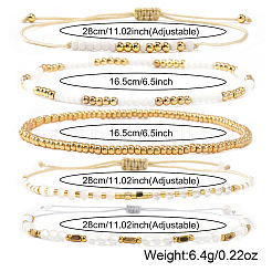 5 комплект браслетов из стекла и металла с золотыми и белыми бусинами&nbsp;AB9103-2