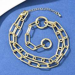 Collane con catena a graffetta in ottone e lazo&nbsp;NJEW-H087-06E-G