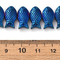 電気メッキガラスビーズセット  魚  ブルーメッキ  8x15x5~6mm  穴：1mm  約49~50個/連  15.75インチ（40cm）&nbsp;EGLA-C007-05B
