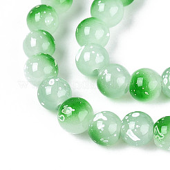 ペイントガラスビーズを焼く  ラウンド  濃い緑  8~8.5mm  穴：1~1.2mm&nbsp;X1-DGLA-N015-8mm-09