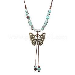 Длинные ожерелья с подвеской в виде бабочки из сплава и фарфора в этническом стиле для женщин&nbsp;FS-WG12891-01