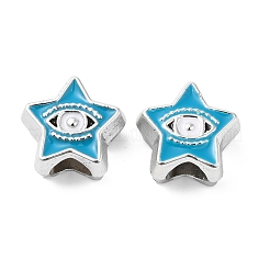 CCBプラスチックヨーロピアンビーズ  大穴ビーズ  ナザールボンジュウをした星  ミックスカラー  11.5x12.5x7.5mm  穴：5mm&nbsp;CCB-B001-03