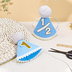 2 gorro de cumpleaños infantil de fieltro de lana de 2 estilos para un año.&nbsp;AJEW-BC0010-36