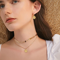 18個3色304ステンレスペンダント  太陽  ミックスカラー  22x20x2mm  穴：2.5mm  6個/カラー&nbsp;STAS-DC0013-34