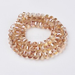 電気メッキガラスビーズセット  多面カット  ロンデル  フル虹メッキ  オレンジ  8x6mm  穴：1.2mm  約78~79個/連  18.9インチ（48cm）&nbsp;EGLA-L012-A-FR01