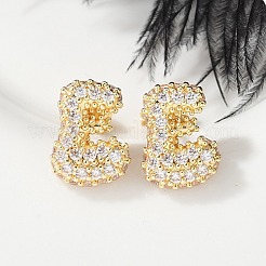 Латунные микро проложить серьги стержня кубического циркония EJEW-Z091-04G-E