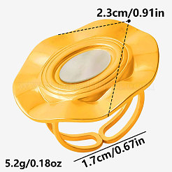 Bracelet manchette ouvert en acier inoxydable 304 avec anneaux en nacre naturelle pour femme&nbsp;YV4206-3