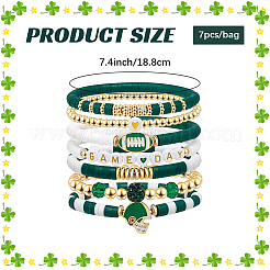 Ensemble de 8 bracelet extensible en pâte polymère (1 sachets) avec perles heishi et ccb en plastique&nbsp;BJEW-PA0001-12D