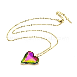 Ожерелья с подвесками из стеклянного сердца&nbsp;NJEW-S428-01G