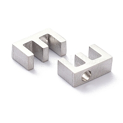 変色しにくい304ステンレススチールチャーム  アルファベット  ステンレス鋼色  文字.e  8x4.5x3mm  穴：1.8mm&nbsp;STAS-K216-41E-P