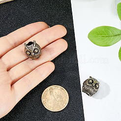 真鍮製ヨーロピアンビーズ  大穴ビーズ  フクロウ  アンティークシルバー  18.5x16x14.5mm  穴：5.5mm&nbsp;KK-WH0079-194AS