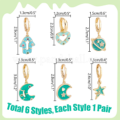 6 пара 6-х стилевых латунных серег с застежкой-русалкой EJEW-PH0001-32
