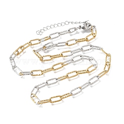 Colliers à chaîne trombone texturée en acier inoxydable 304 bicolore de 4 mm pour homme et femme&nbsp;SA-CBAB767-12GP