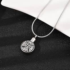 304 нержавеющая сталь черная эмаль плоская круглая подвеска урна для праха домашних животных ожерелья&nbsp;NJEW-S455-09P