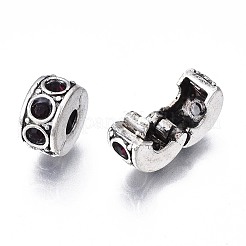 真鍮のラインストーンヨーロッパ留金  コラム  アンティークシルバー  アメジスト  10~11x5~6mm  穴：3~4mm&nbsp;KK-N291-01AS-08