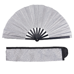 Веер из блестящего пластика и ткани Оксфорд с чехлами для вееров&nbsp;AJEW-WH20022-89C