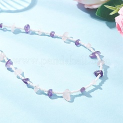 Женские ожерелья с натуральным аметистом&nbsp;NJEW-JN05603-03