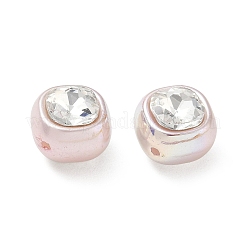 焼き絵のアクリル絵具とラインストーンビーズ  正方形  多面カット  ミスティローズ  13x13.5x11.5mm  穴：1.8mm&nbsp;RB-CBA19D7-04A
