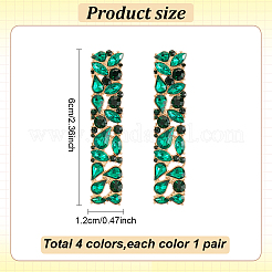 4 пара двухцветных сережек-гвоздиков из сплава со стразами для женщин EJEW-AN0004-35