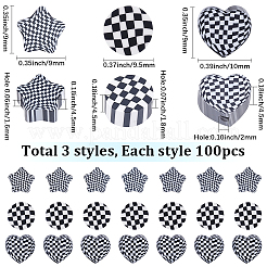 300 Stück handgefertigte Polymer-Tonperlen mit 3 Stilen im Tartan-Stil.&nbsp;CLAY-SC0002-83