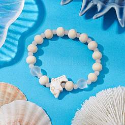 Bracelets extensibles en turquoise synthétique et perles de bois et de verre pour garçons et filles&nbsp;BJEW-JB11127-03
