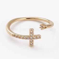 Anelli di polsino in zircone chiaro con micro pavè di ottone&nbsp;RJEW-C101-07G