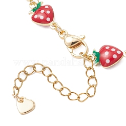 Изготовление браслета-цепочки из латунной эмали с красными клубничными звеньями AJEW-JB01420