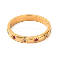 Ионное покрытие (ip) нержавеющая сталь 304 со стразами кольца для женщин&nbsp;RJEW-S239-01G