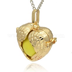 Золотые тона латунные полые сердечные подвески KK-J241-07G