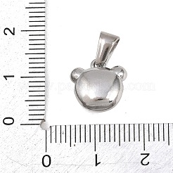 303ステンレススチールペンダント  テディベアチャーム  ステンレス鋼色  12x12x8mm  穴：5.5x3mm&nbsp;STAS-K325-24A-P