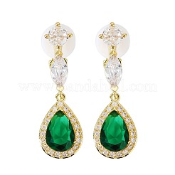 Серьги-гвоздики с подвесками из латуни с паве из кубических цирконий&nbsp;FS-WG3BB1E-02