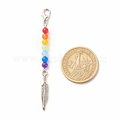 Chakra-Thema natürliche und gefärbte Malaysische Jade-Perlen-Anhänger-Dekorationen&nbsp;HJEW-JM00641-01