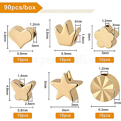 90шт 6 стильные латунные бусины KK-BC0007-54