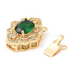 Chiusure a scatola con micro pavé di zirconi chiari in ottone&nbsp;KK-E052-01F-G04