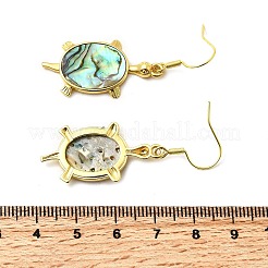 Латунные серьги с подвесками из натуральной ракушки пауа EJEW-M060-19A-G