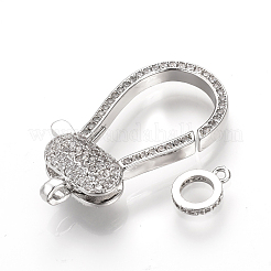 真鍮マイクロパヴェキュービックジルコニアカニカン  プラチナ  40x17x6.5mm  穴：1~1.5mm&nbsp;ZIRC-S058-06P