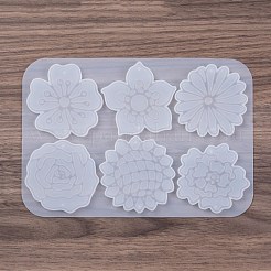 Stampi per ciondoli a forma di fiore in silicone fai da te&nbsp;AJEW-M228-01