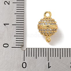真鍮製マイクロパヴェクリアキュービックジルコニアマグネットクラスプ  ラウンド  18KGP本金メッキ  13x8x8mm  穴：1.4mm&nbsp;KK-P284-01A-G