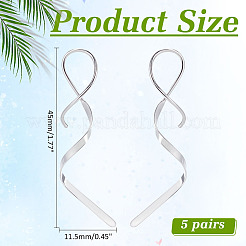 5 пара висячих серег Vortex Spiral из нержавеющей стали 304 для женщин&nbsp;EJEW-ME0001-15