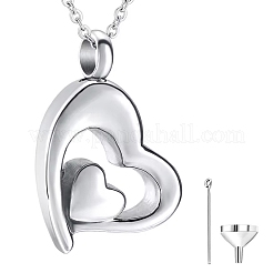 304 нержавеющая сталь кулон в форме сердца урна ожерелье для пепла PW-WG8DE50-01