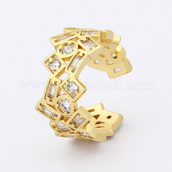 Латунные микро-паве кубические цирконии регулируемые открытые кольца FS-WG624C0-01