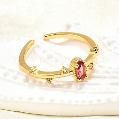 Манжеты из латуни с микро паве кубический цирконий для женщин&nbsp;RJEW-H247-24G