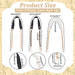 3 шт. 3 стиля пластиковых ремней для сумок с имитацией жемчуга/из искусственной кожи&nbsp;DIY-WR0003-16