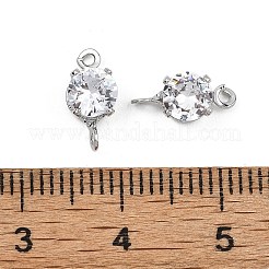 Ciondoli connettori piatti e rotondi in ottone con pavé di zirconi cubici Shegrace&nbsp;XGRQ2O361-435A-P