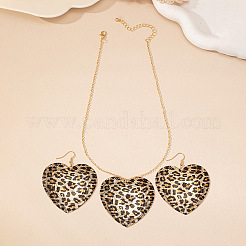 Комплекты из сплава с подвесками и ожерельями с леопардовым принтом в форме сердца для женщин&nbsp;FS-WG4B7EF-01