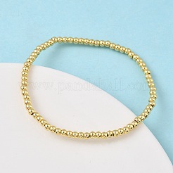 Bracelets extensibles en perles rondes en laiton pour hommes femmes&nbsp;BJEW-B148-05A-G