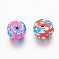 Ручной полимерной глины плоские круглые бусины CLAY-Q217-07