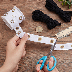 5 ярд хлопчатобумажных лент с золотистыми железными люверсами и хлопковой нитью&nbsp;SRIB-OC0001-05A